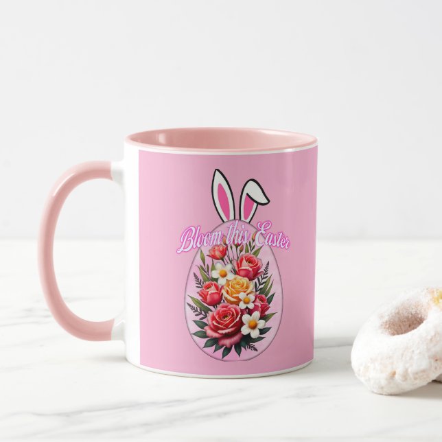 Mug Bloom This Easter – Floral Easter Egg Art - caneca (Avec donut)