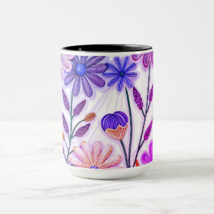 Mug Blooms dans papier et filetage : Fleur sauvage 3D 