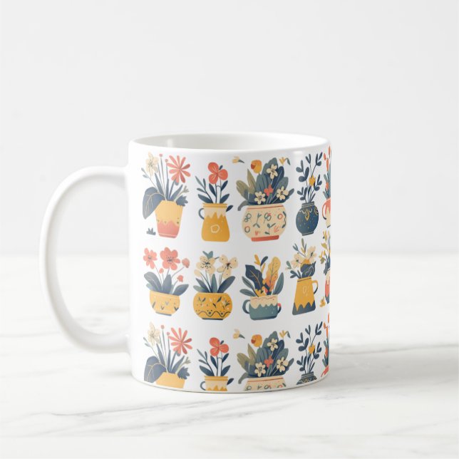 Mug Blooms Whimsical dans des pots vibrants (Gauche)