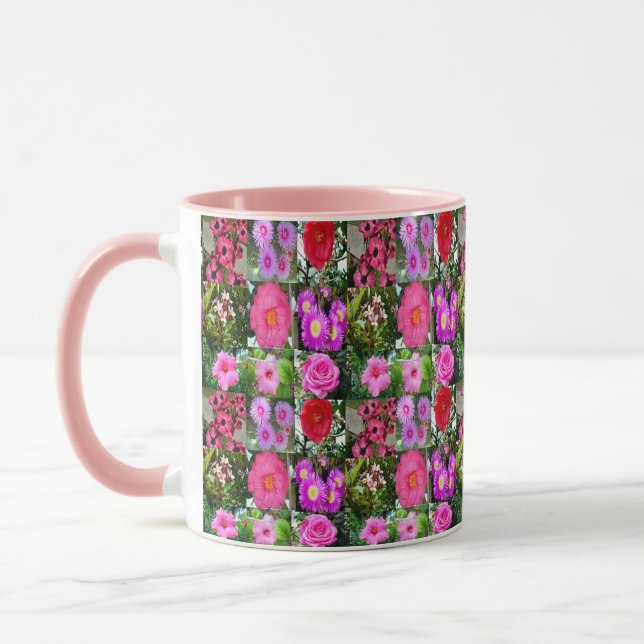 Mug "Blossoms of Pink : A Floral Photo Collage" (Gauche)