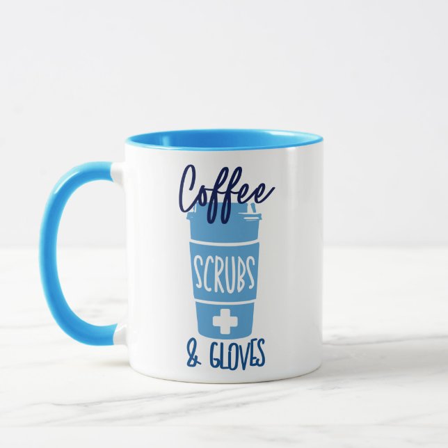 Mug Blouse de travail et gants d'infirmière Café  (Gauche)