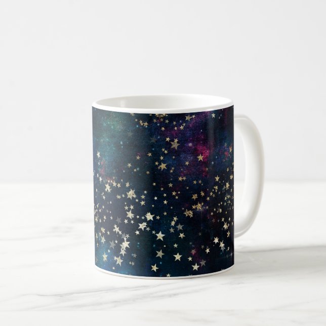 Mug Blue and Gold Under the Stars Night Sky (Devant droit)