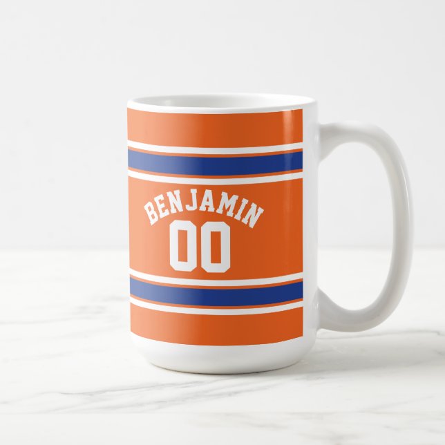 Mug Blue and Orange Sports Jersey Nom personnalisé Num (Droite)