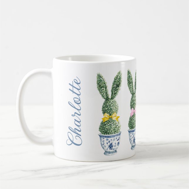 Mug Blue and White Chinoiserie With Rabbit Topiary (Gauche)