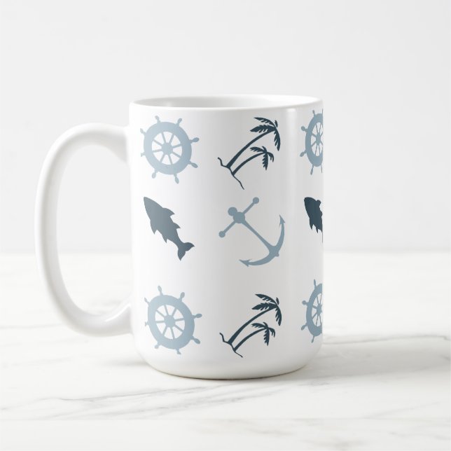 Mug Blue Beach Ancres Palm Trees (Gauche)