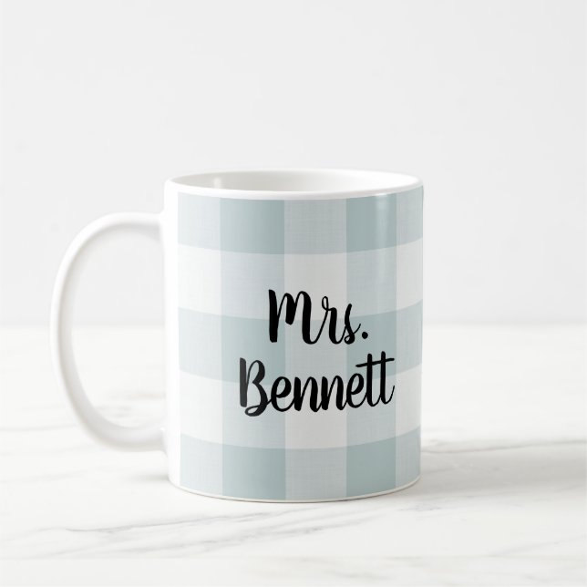 Mug Blue Buffalo Check Mme Monogramme (Gauche)