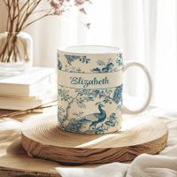 Blue Chinoiserie Peacock Nom personnalisé