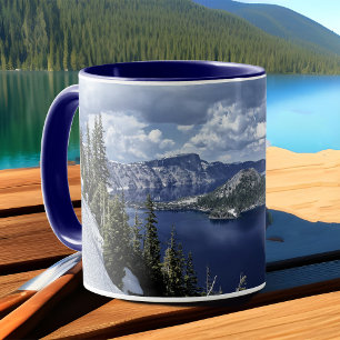 Mug Blue Crater Lake Photo Snowy Mountain Paysage