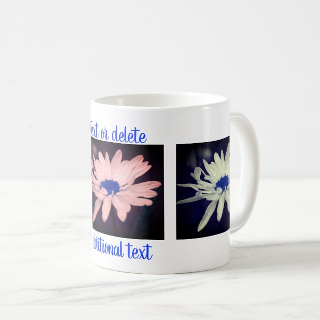 Mug Blue Daisy Floral Art Photographie personnalisée (Devant droit)