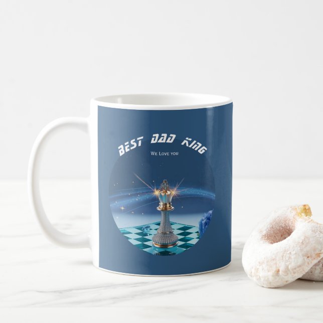Mug Blue Diamond Metallic Roi Échec Fête des Pères  (Avec donut)