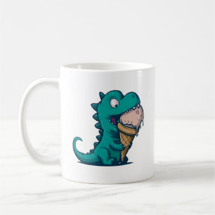 Mug Blue Dino aime la crème glacée - Drôle Cartoon Art