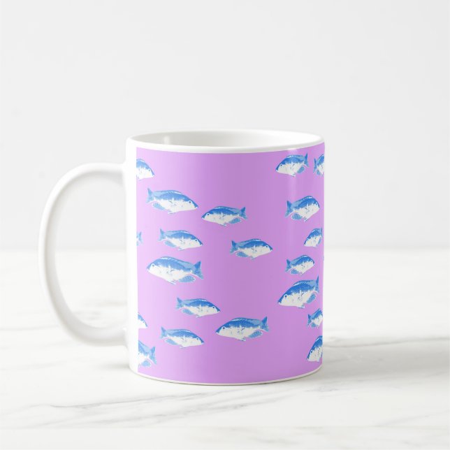 Mug Blue fish on lilac (Gauche)