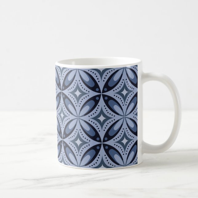 Mug Blue Geometric Pattern Retro Style (Droite)