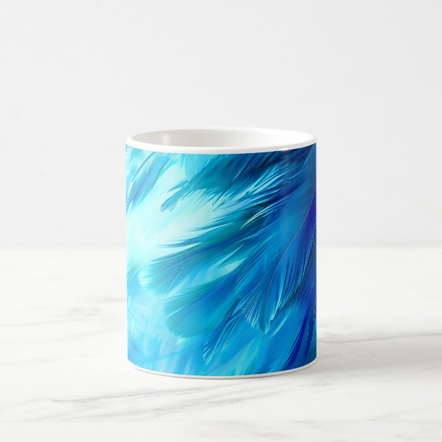 Mug Blue Green Feather Abstract (Centre)