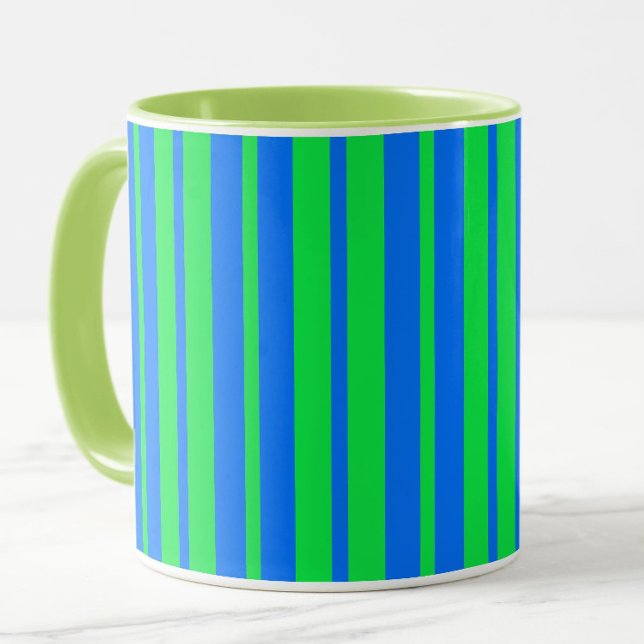 Mug Blue Green Stylish Stripes Pattern Design  (Créateur téléchargé)