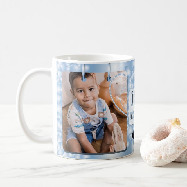 Mug Blue I Love My Son Photo & Name (Avec donut)