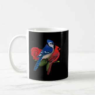Mug Blue Jay Cardinal Bird Saint Valentin Rose Birdlo