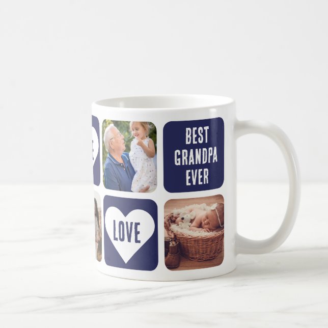 Mug Blue Love Heart Photo Meilleur grand-père Jamais M (Droite)