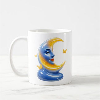 Mug Blue Moon Illustration Glossy Celestial