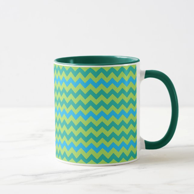 Mug Blue Moons Chevron Motif Vert Bleu (Droite)
