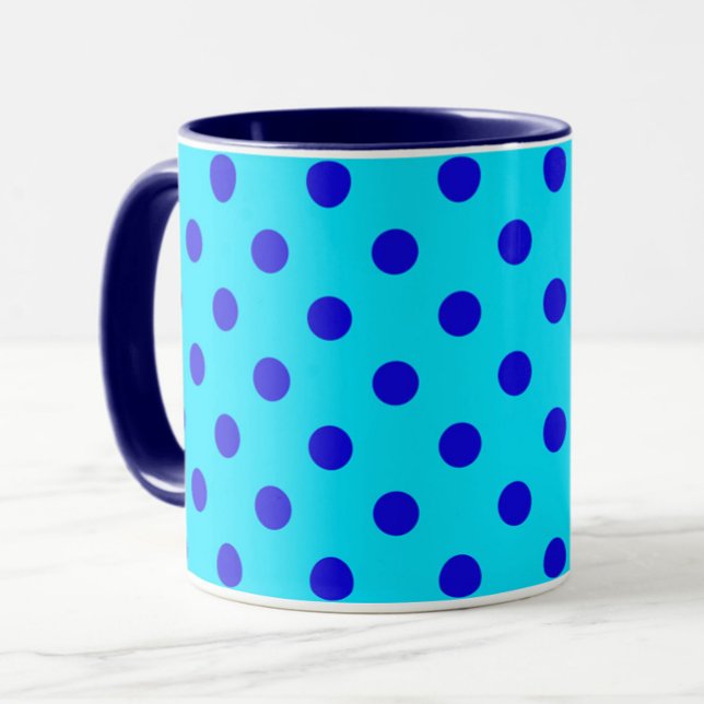 Mug Blue On Cyan Polka Dots Pattern Design (Créateur téléchargé)