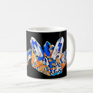 Mug Blue Orange Crystal Gems Rochers Art Abstrait