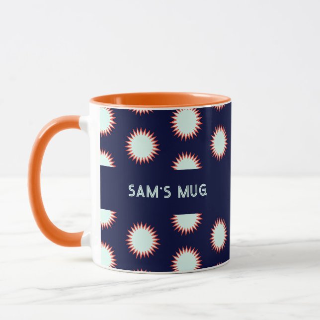 Mug Blue & Orange Flash Add The Name Bold Loud Pattern (Gauche)