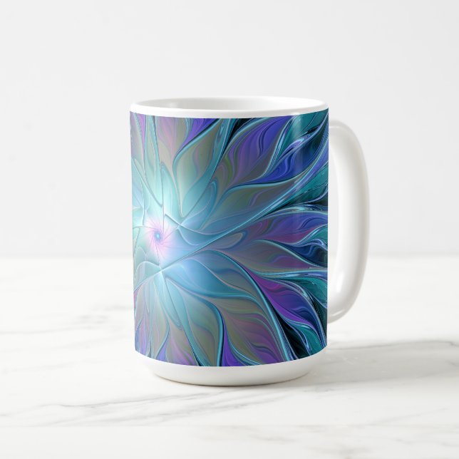 Mug Blue Purple Flower Dream Abstrait Fractal Art (Devant droit)