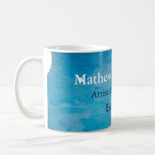 Mug Blue rustique aquarelle jeans texture ajouter le n