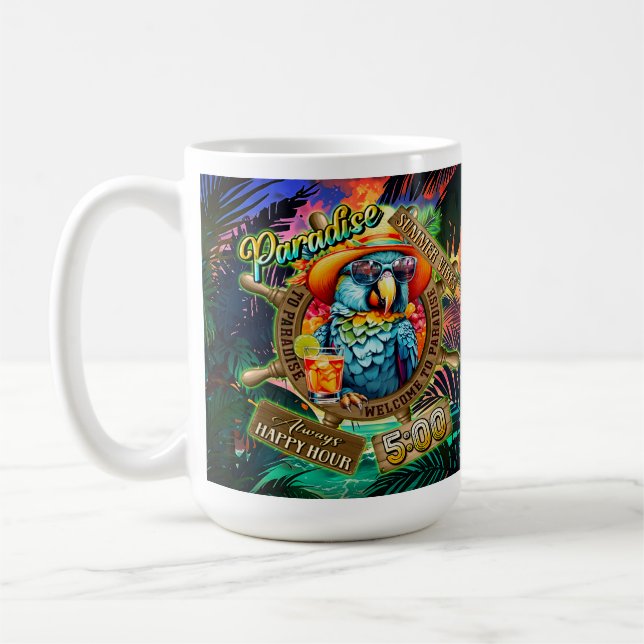Mug Blue Sassy Parrot Chill Boire Paradis Bonne Heure (Gauche)