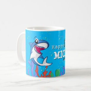 Mug Blue Shark Cute Anniversaire de enfant Pool Party