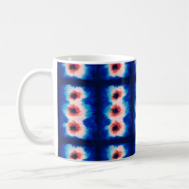 Mug Blue Shibori Motif Tie Dye Art (Gauche)