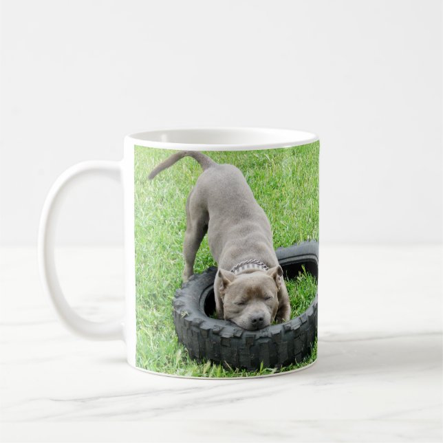 Mug Blue Staffordshire Bull Terrier Temps de jeu (Gauche)
