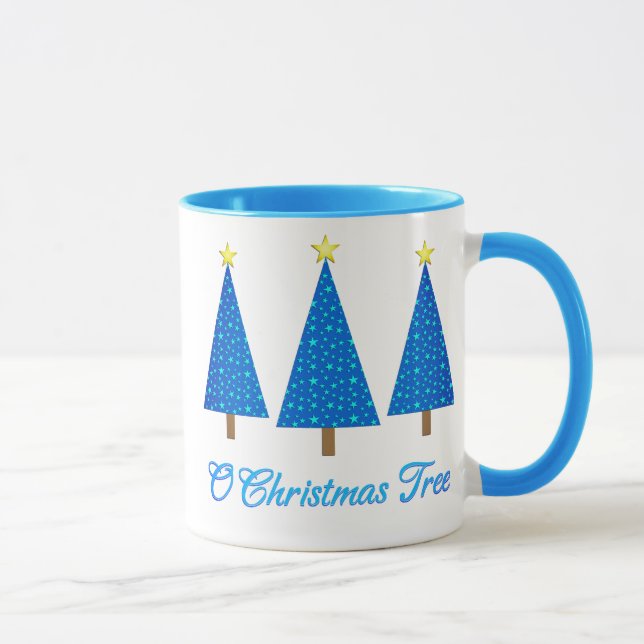 Mug Blue Star Motif moderne Arbres de Noël (Droite)
