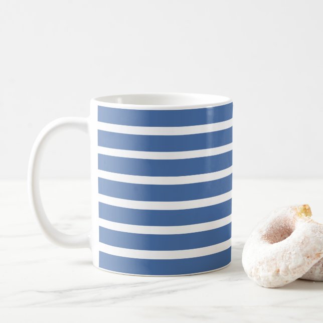 Mug Blue Stripes Summer Beach House (Avec donut)