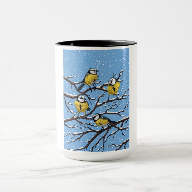 Mug Blue tit birds en hiver (Centre)