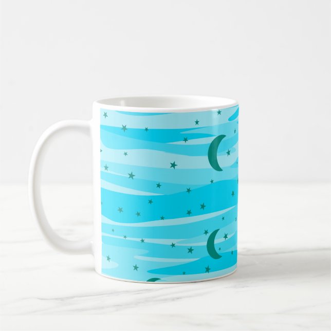 Mug Blue Tones Night Sky - Moon & Stars Motif (Gauche)