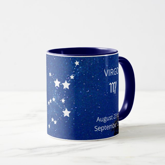 Mug Blue Virgo Personnaliser le nom Birthday Gift Coff (Devant droit)