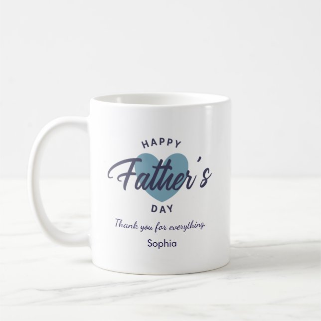 Mug Blue Watercolor Happy Father’s Day Personalized  (Gauche)
