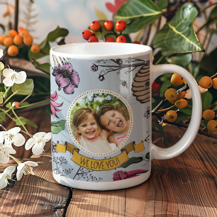 Mug Blue We Love You Kids Photo & Name Royal Queen Bee