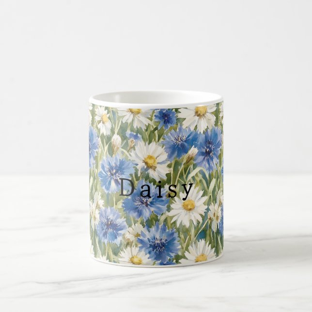 Mug Blue White Daisy Flowers (Centre)