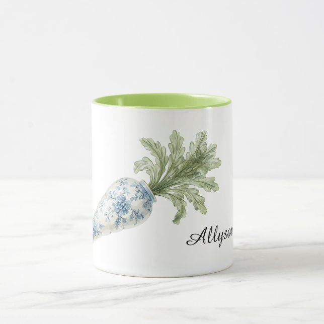 Mug Blue White Floral Carrot (Centre)