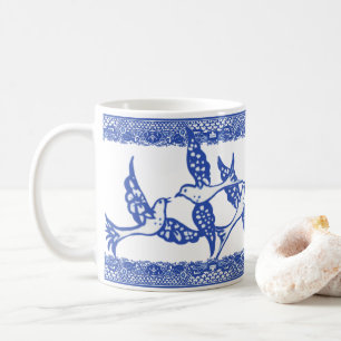 Mug Blue Willow Phoenix Bird Blue & White Chinoiserie