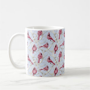 Mug Blue Winter Cardinal Birds Motif