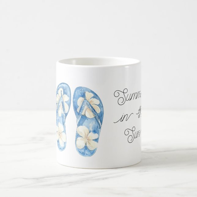 Mug Blue Yellow Floral Flip Flops Summer Sun (Centre)
