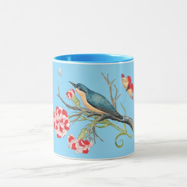 Mug Bluebird on carnations (Centre)