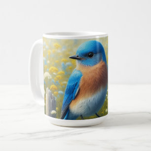 Mug Bluebird perché sur la clôture en bois