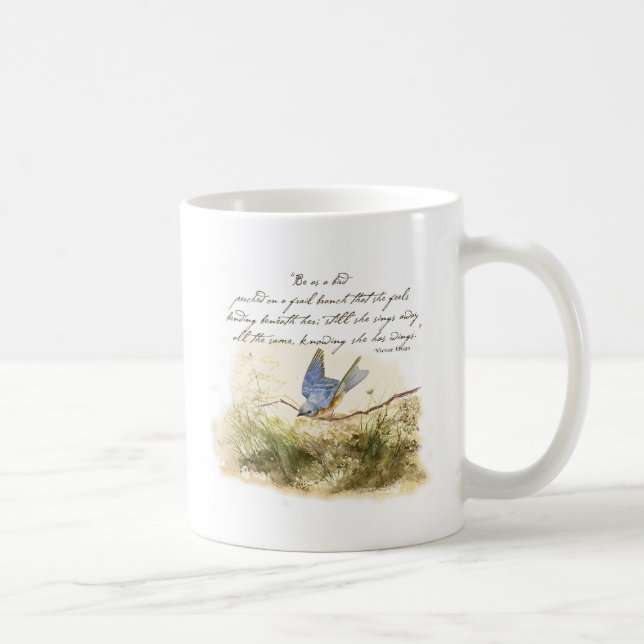 Mug Bluebird sur Branche Victor Hugo Poème inspiration (Droite)
