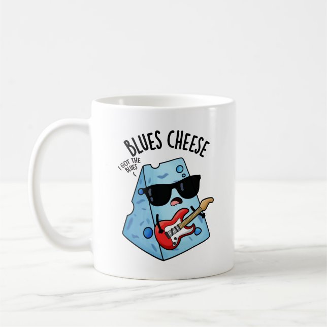 Mug Blues Fromage amusant Pun de nourriture (Gauche)