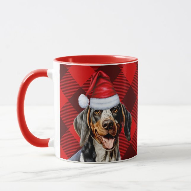 Mug Bluetick Coonhound Buffalo Holiday Plaid Christmas (Gauche)